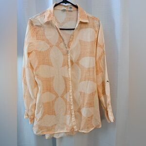 Joie Linen Medium Orange Patterned Women's Tunic Top
